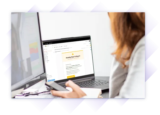 Image of a report sent from Administrate being viewed by a professional at their desk.