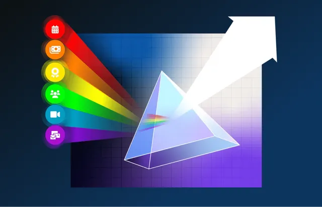 Image of prism with all of the training elements illustrated as icons coming through it and turning into an arrow that is going up.