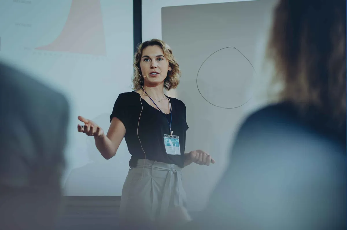 training manager gives a presentation