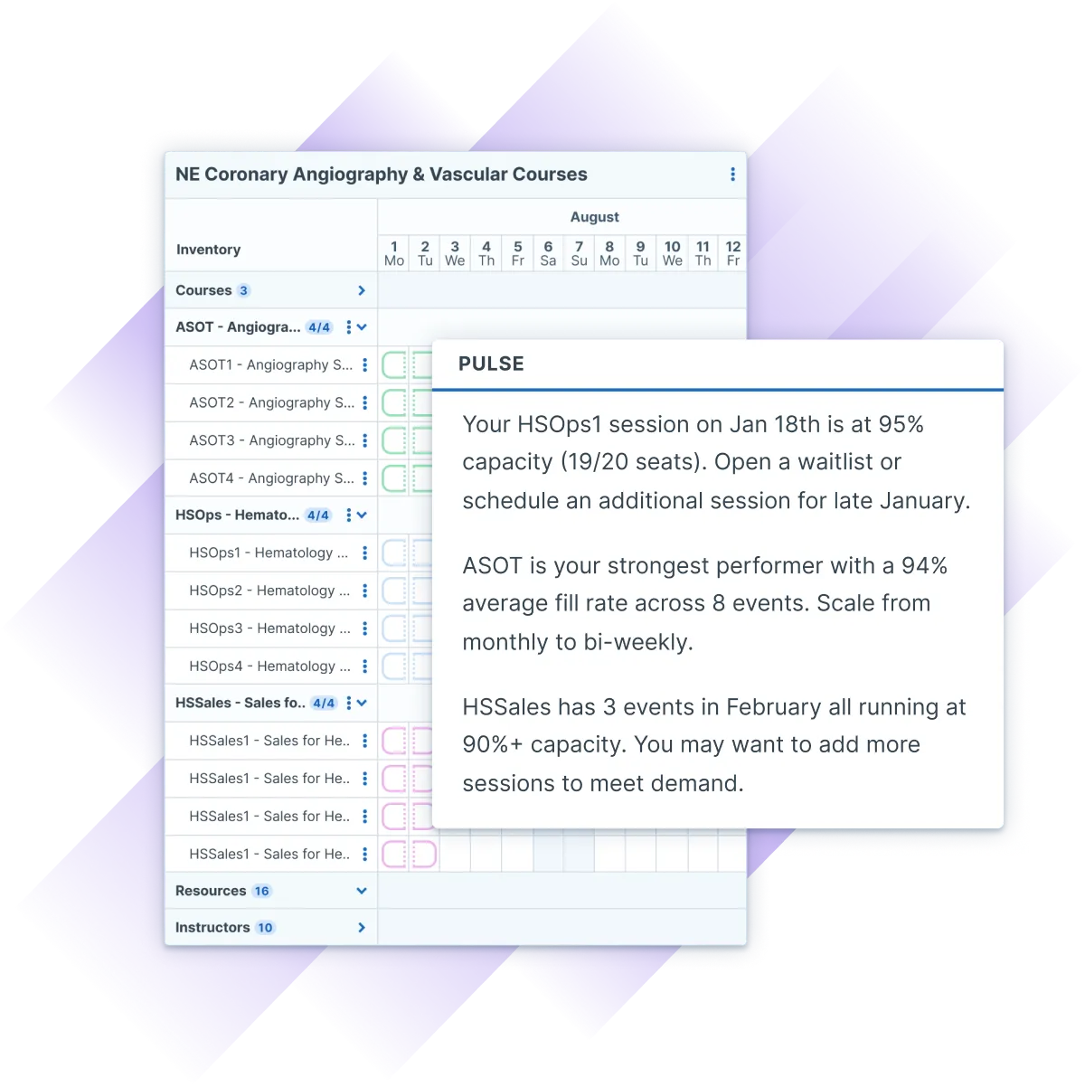 AI Insights being generated from the Administrate schedule, showing the user based on historical data what next steps are recommended.