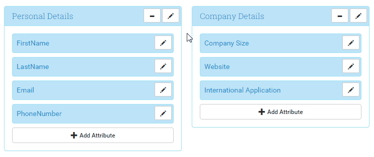 Drag and drop Sections and Attributes to move them