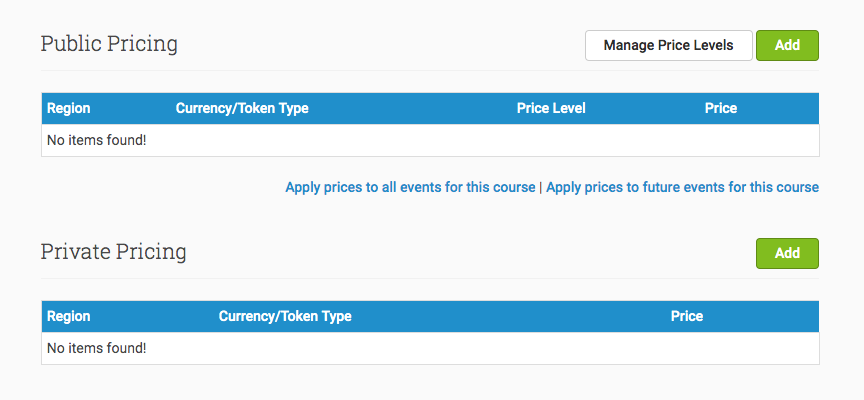 Course pricing by currency, token, and region