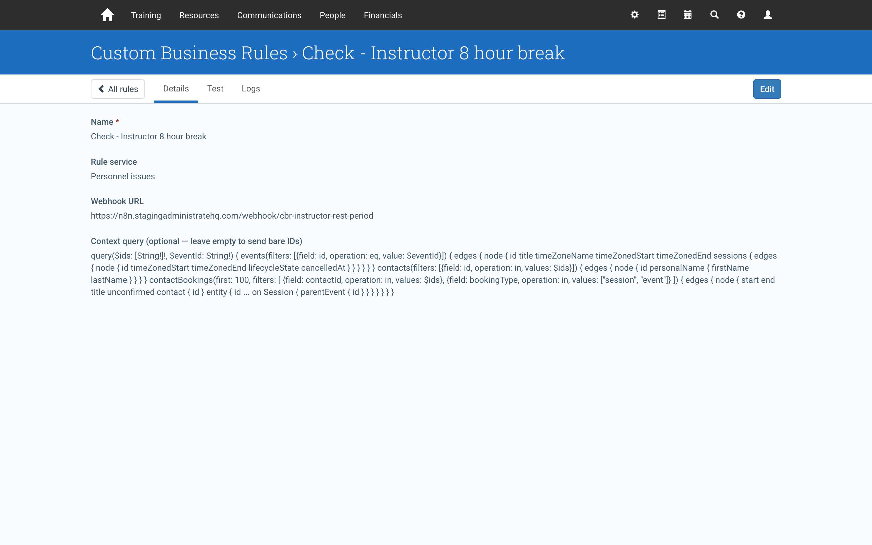 Rule Details tab