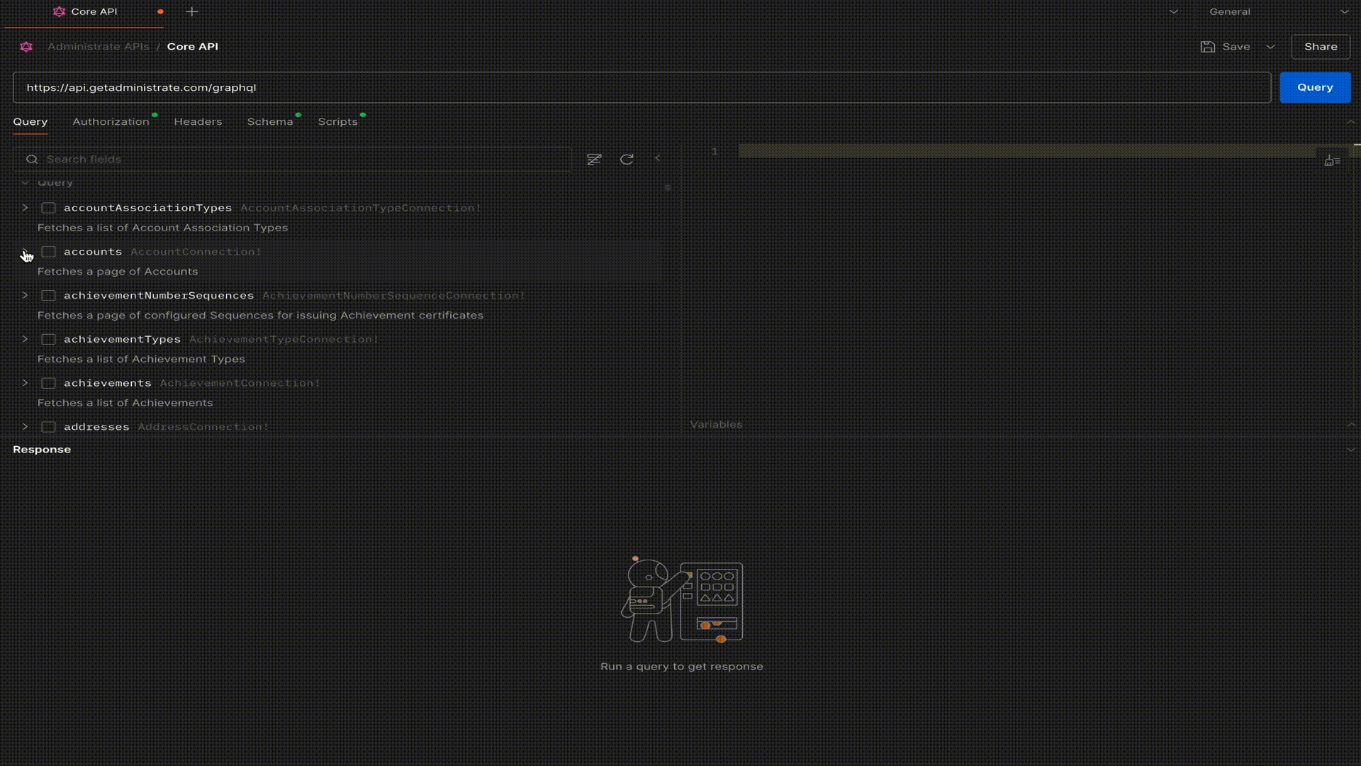 Schema Explorer example in Postman