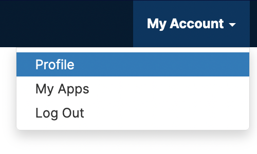 Developer portal profile menu
