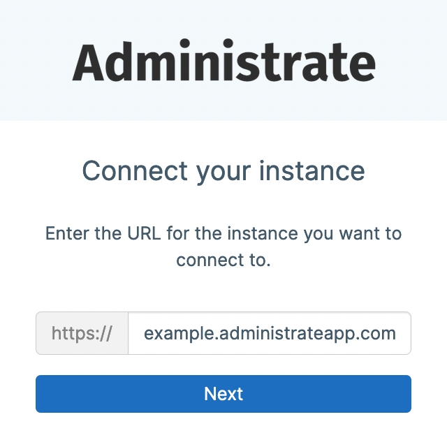 Enter instance URL