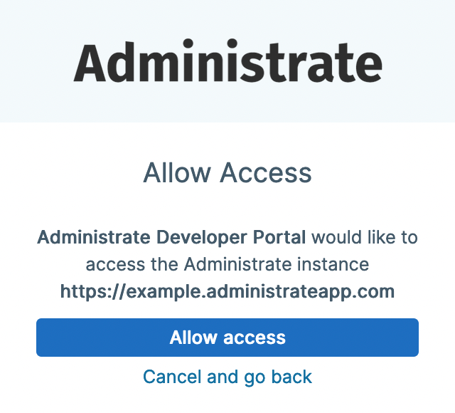 Allow access confirmation screen