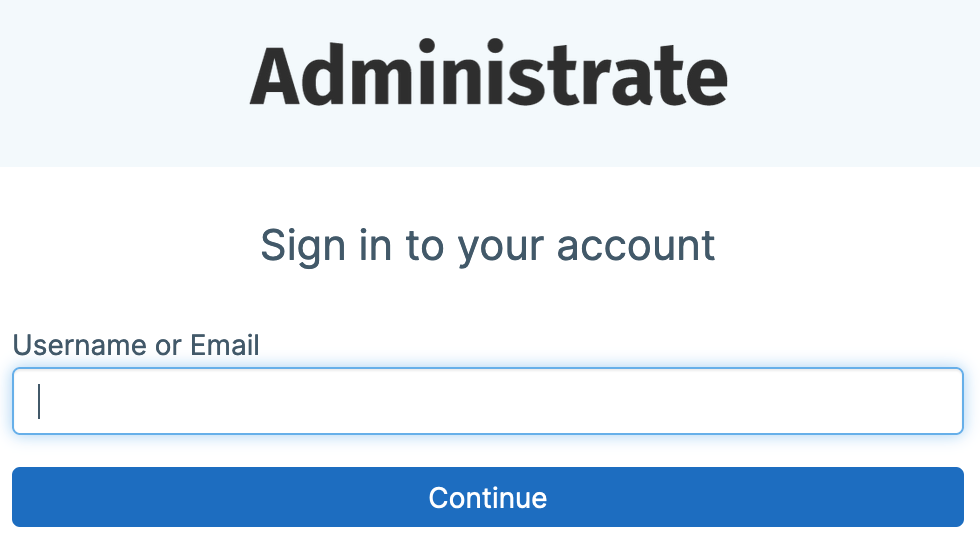 Instance login screen