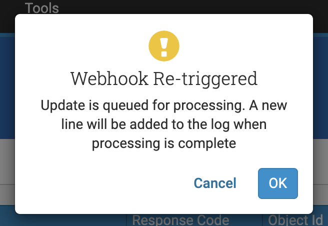 Run Again option in Webhook Logs