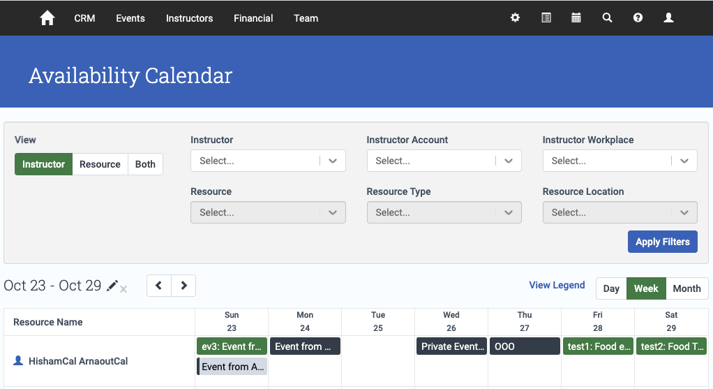 Availability Calendar showing synced availability