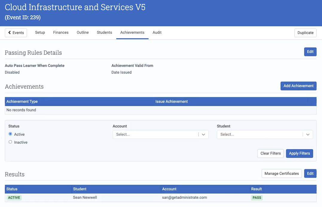 Progress tracking shown in Administrate and EdCast
