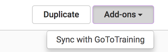 Sync with GoToTraining button under Add-ons menu