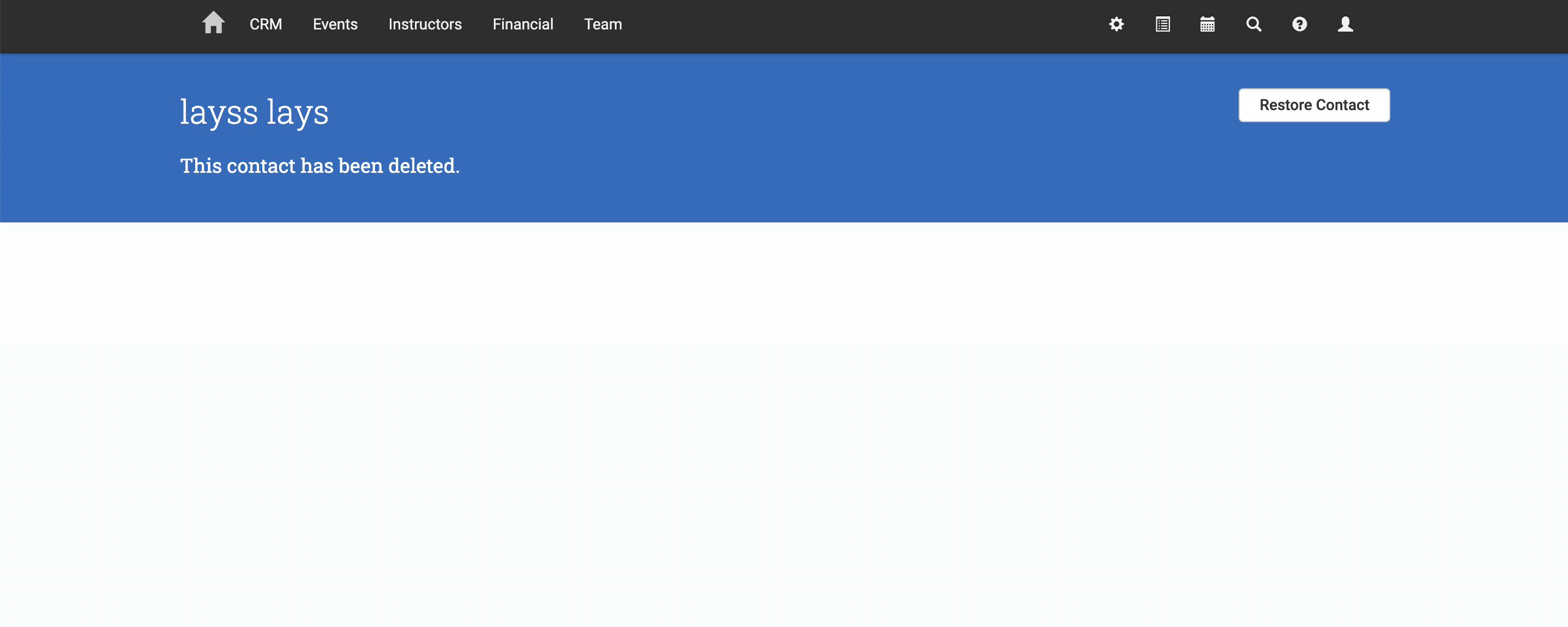 Restore Contact button on a deleted Contact record