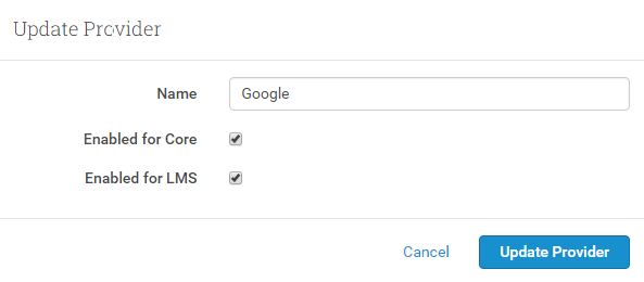 Update Provider dialog box