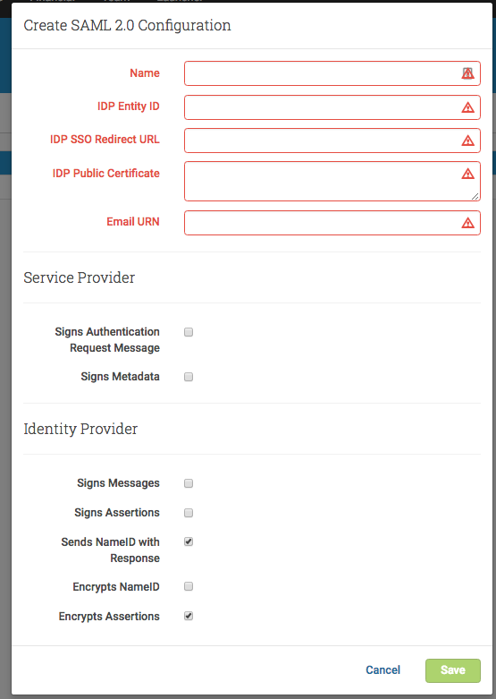 Create SAML configuration