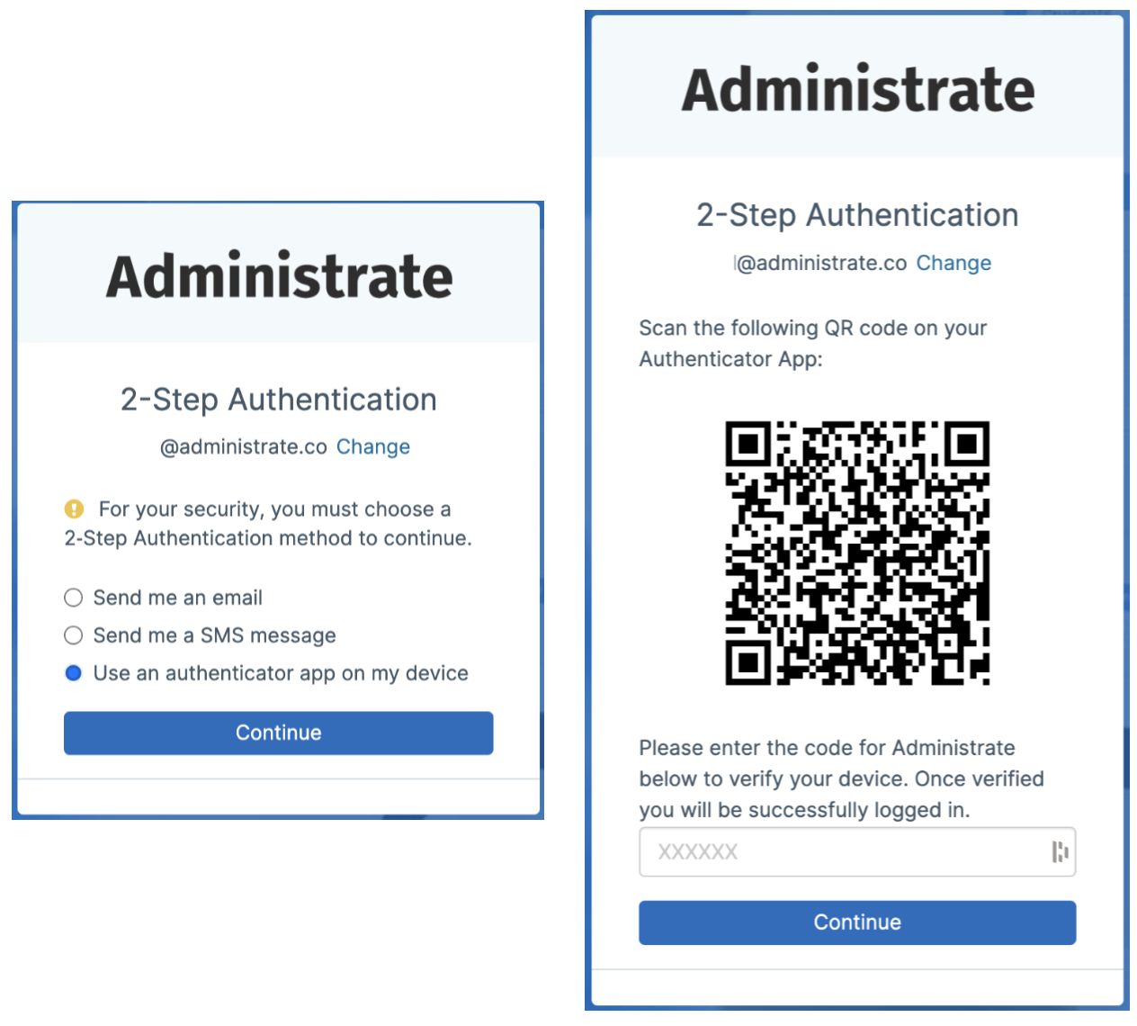 Authenticator app QR code enrollment