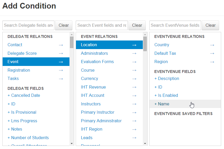 Example of relations and fields
