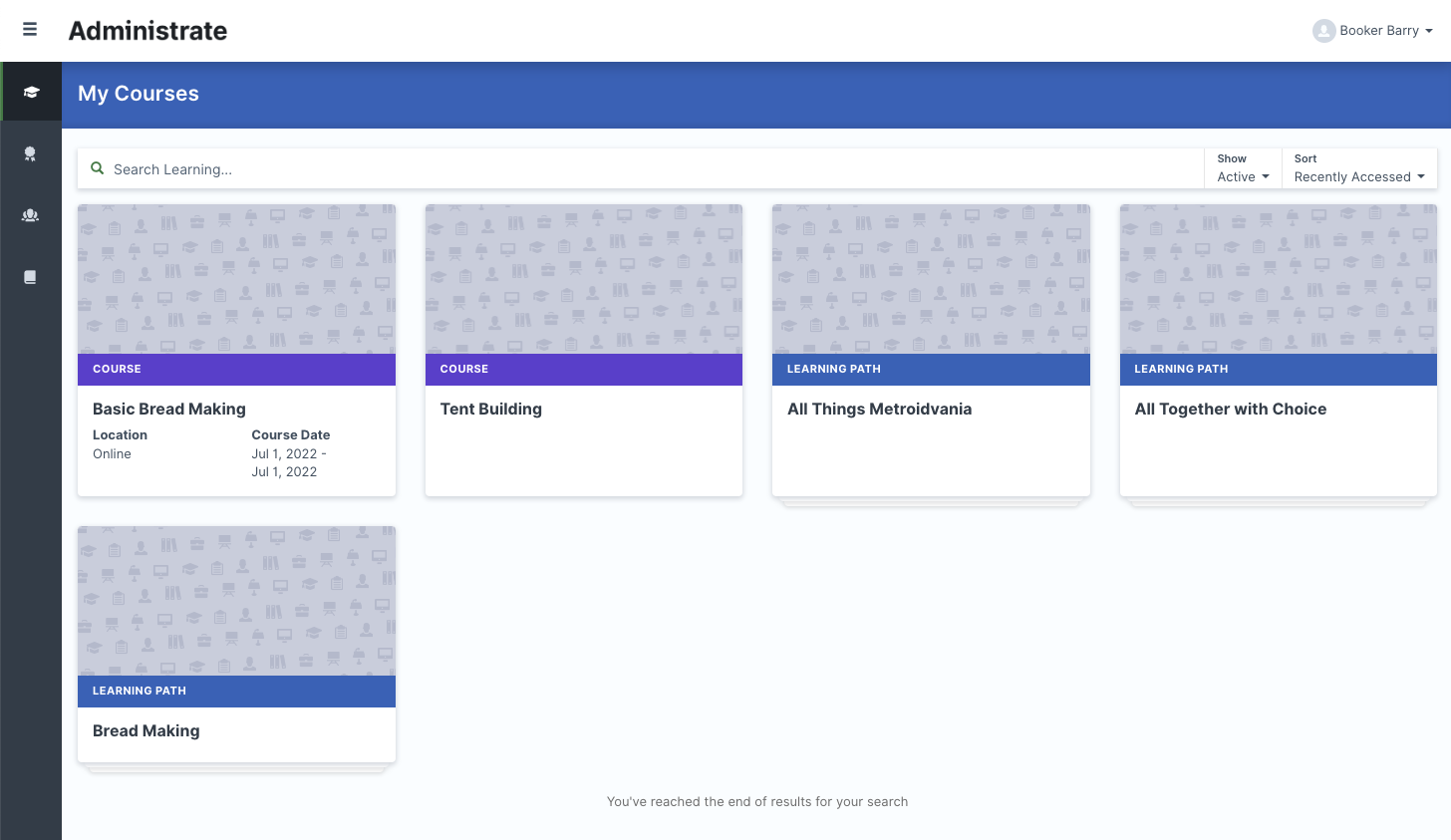 Booking Portal navigation