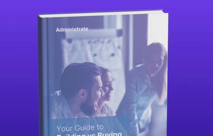 Mockup of guide: Your Guide to Building vs. Buying Training Software.