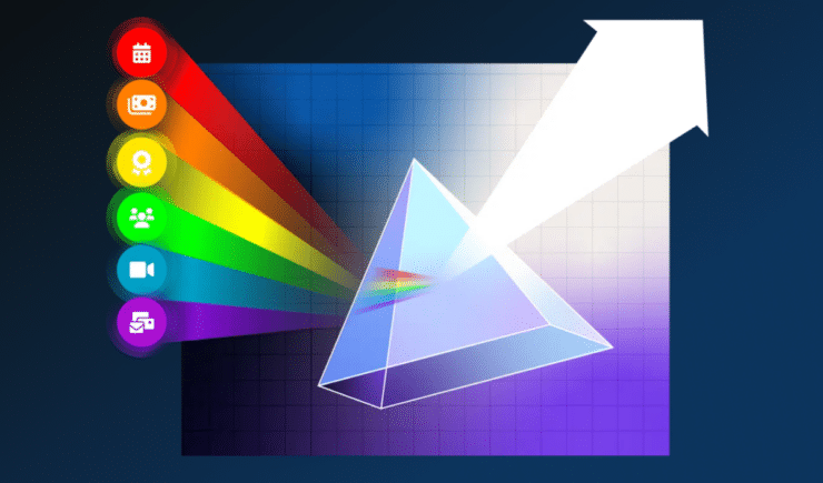 Image of prism with all of the training elements illustrated as icons coming through it and turning into an arrow that is going up.