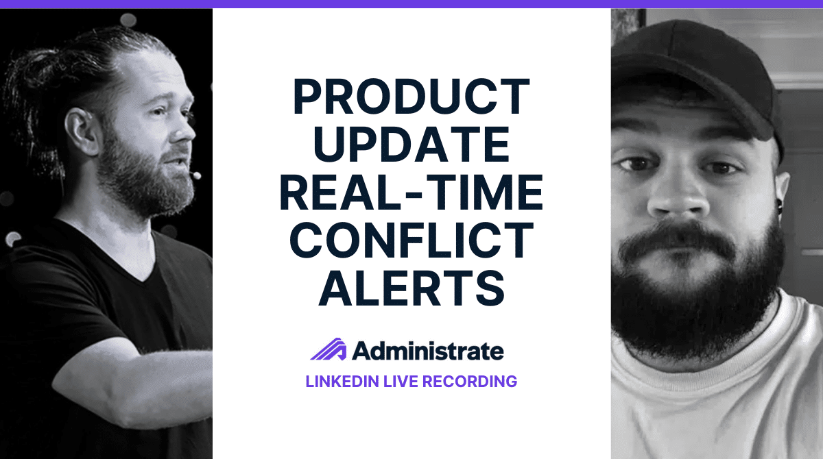 John and JJ in an image promoting real-time alerts in Administrate