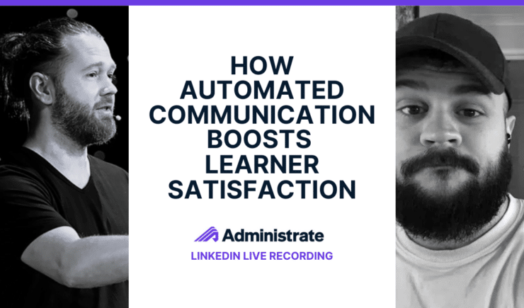 John and JJ in a graphic promoting automation features in Administrate