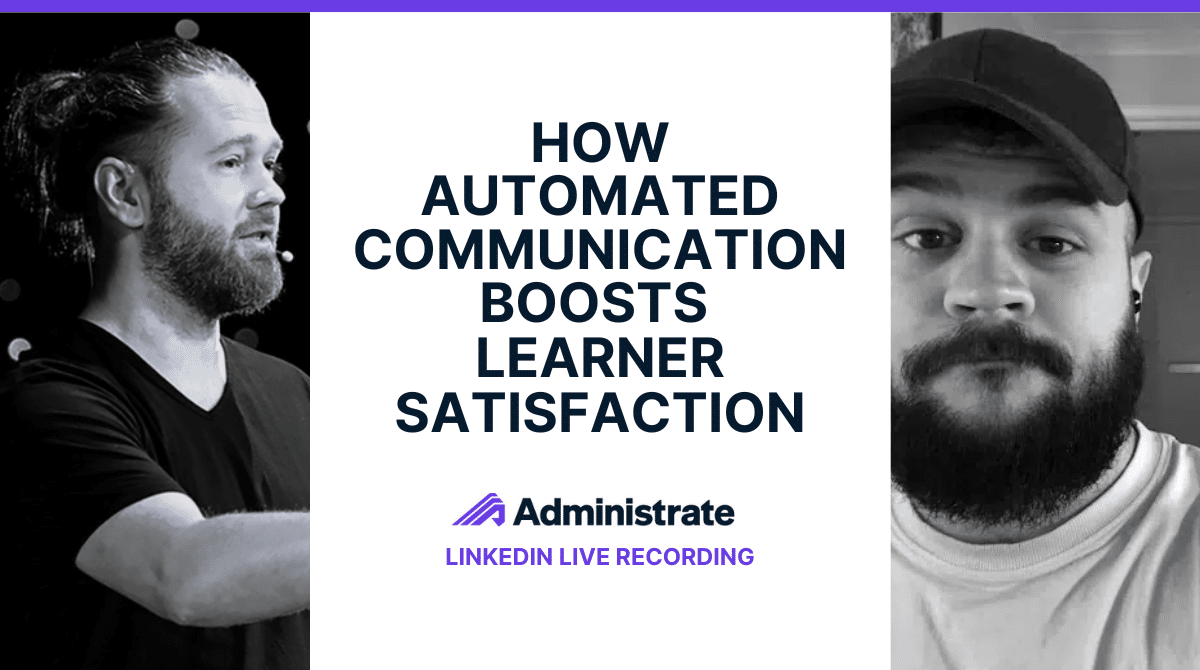 John and JJ in a graphic promoting automation features in Administrate