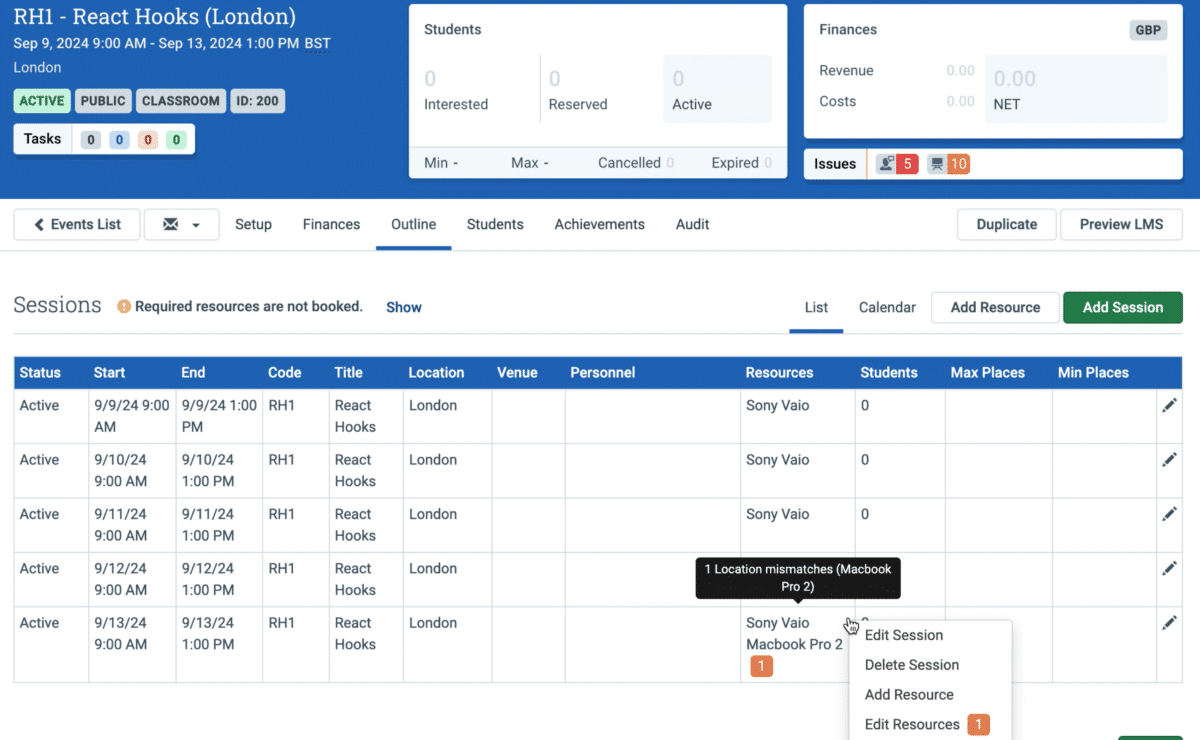 Dashboard showing real-time conflict resolution