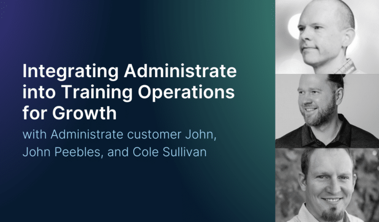 Administrate customer John, John Peebles and Cole Sullivan discuss how Administrate delivers 10x growth, a title card for a video